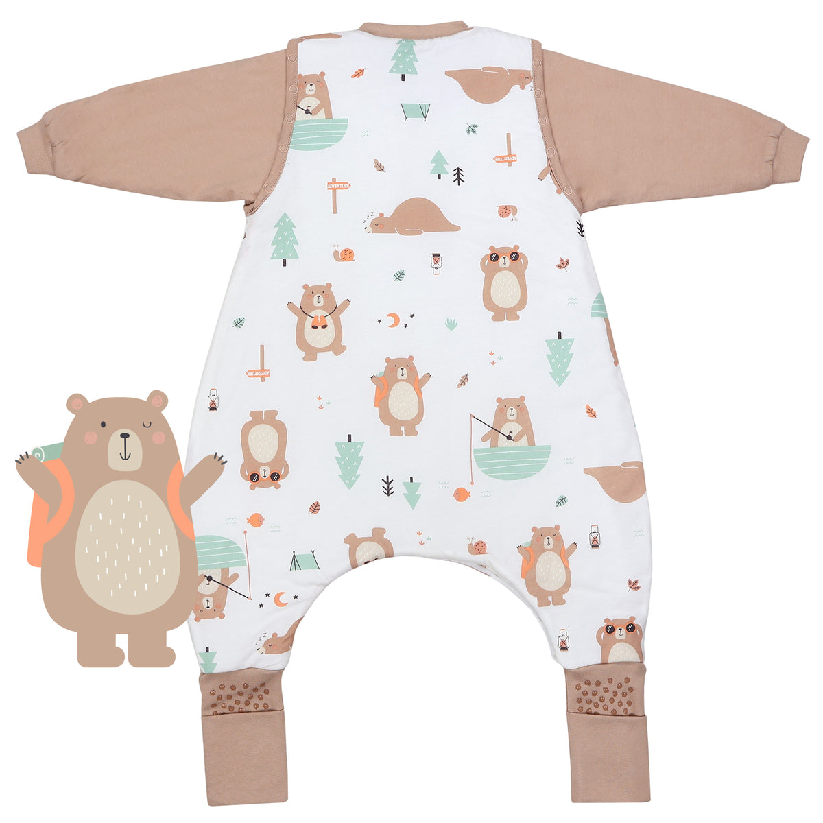 Sleeping Bag with Feet & Foldable Feet Covers - 2.5 TOG_Explorer Bear_back_461
