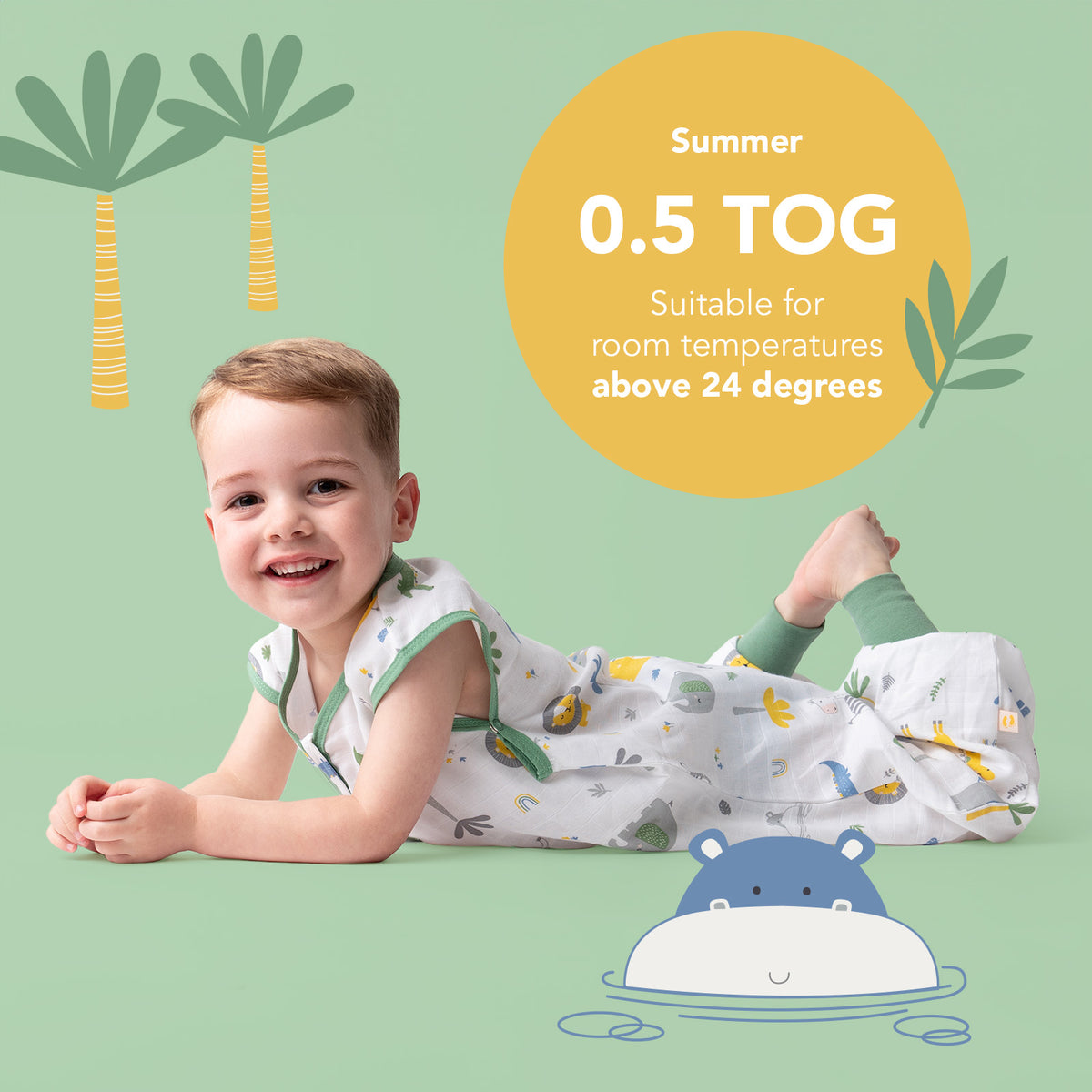 Muslin Sleeping Bag with Feet - 0.5 TOG_Jungle_TOG_412