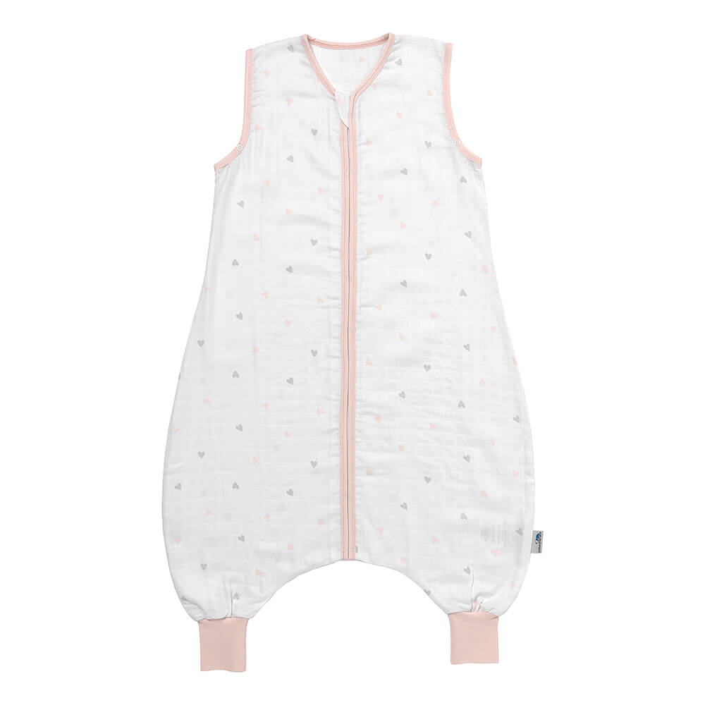Muslin Sleeping Bag with Feet - 0.5 TOG_Hearts_front_412