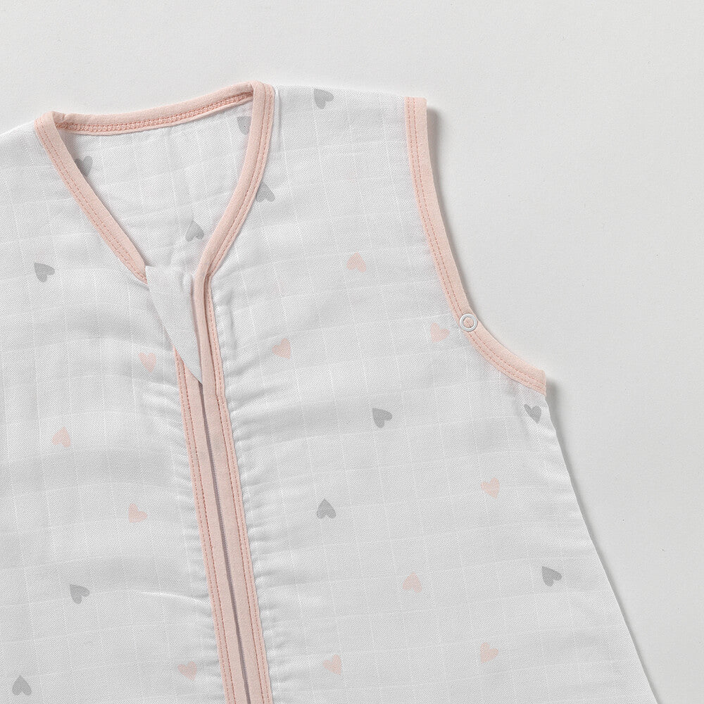 Muslin Baby Sleeping Bag - 0.5 TOG_Hearts_OEKOTEX_415