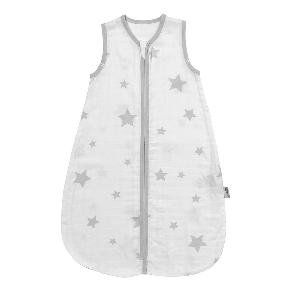 Muslin Baby Sleeping Bag - 0.5 TOG_Grey Stars_front_415