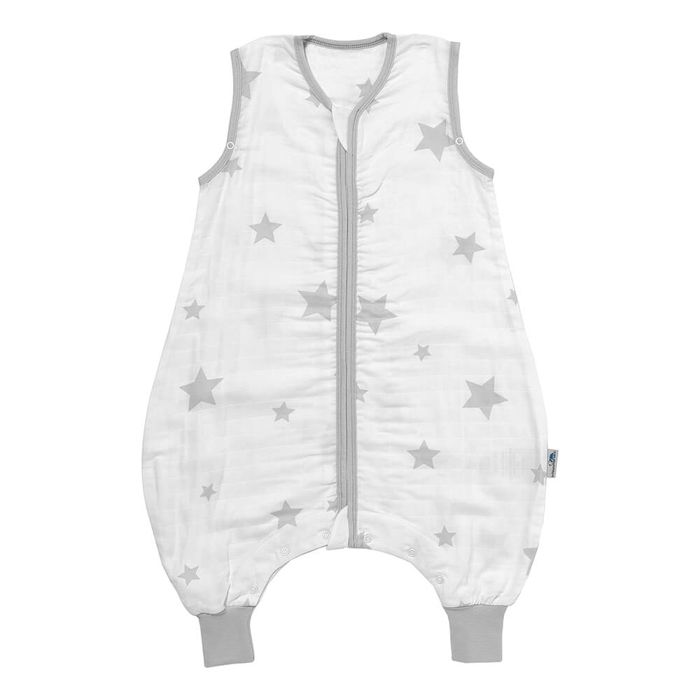 Muslin Sleeping Bag with Feet - 0.5 TOG_Grey Stars_front_412