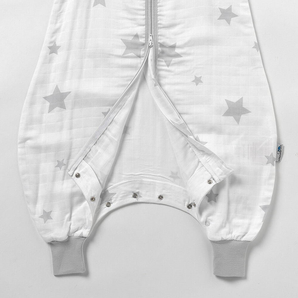 Muslin Sleeping Bag with Feet - 0.5 TOG_Grey Stars_foot area_412