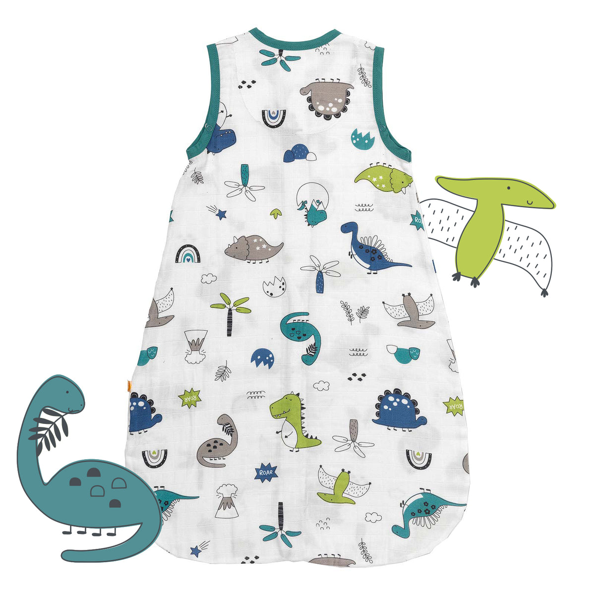 Muslin Baby Sleeping Bag - 0.5 TOG_Dinosaur_back_415