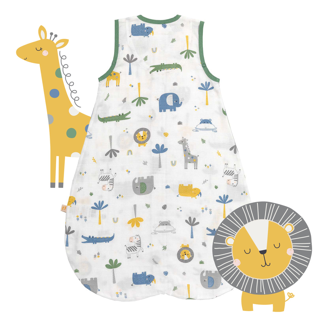 Muslin Baby Sleeping Bag - 0.5 TOG_Jungle_back_415