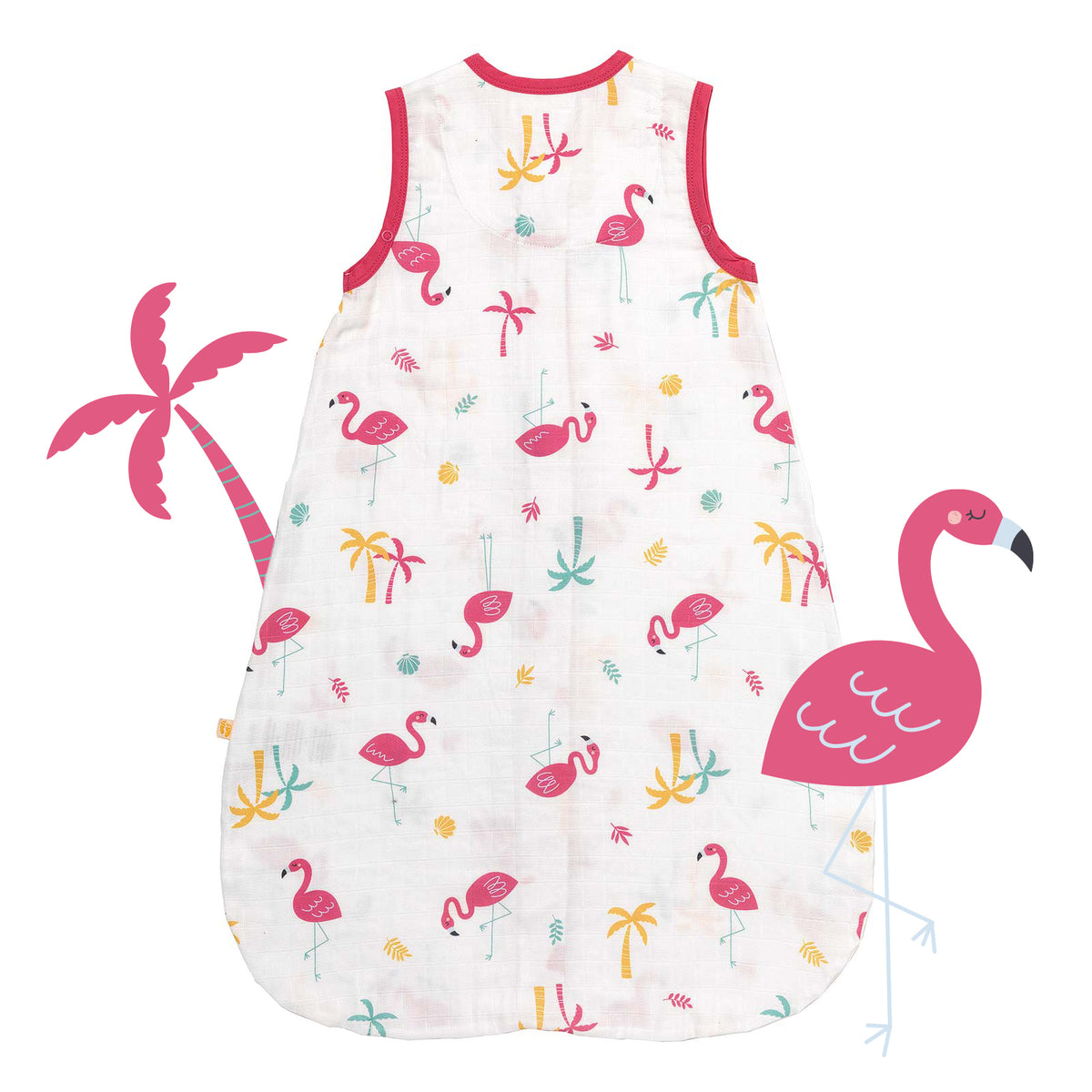 Muslin Baby Sleeping Bag - 0.5 TOG_Flamingo_back_415