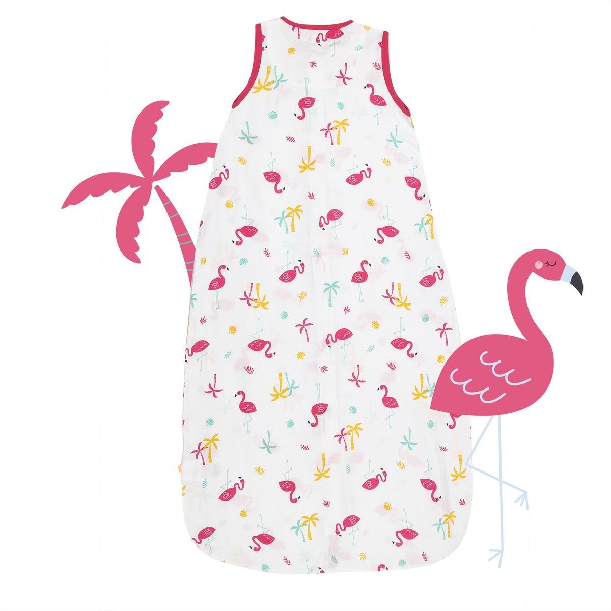 Muslin Baby Sleeping Bag - 0.5 TOG_Flamingo_back_415