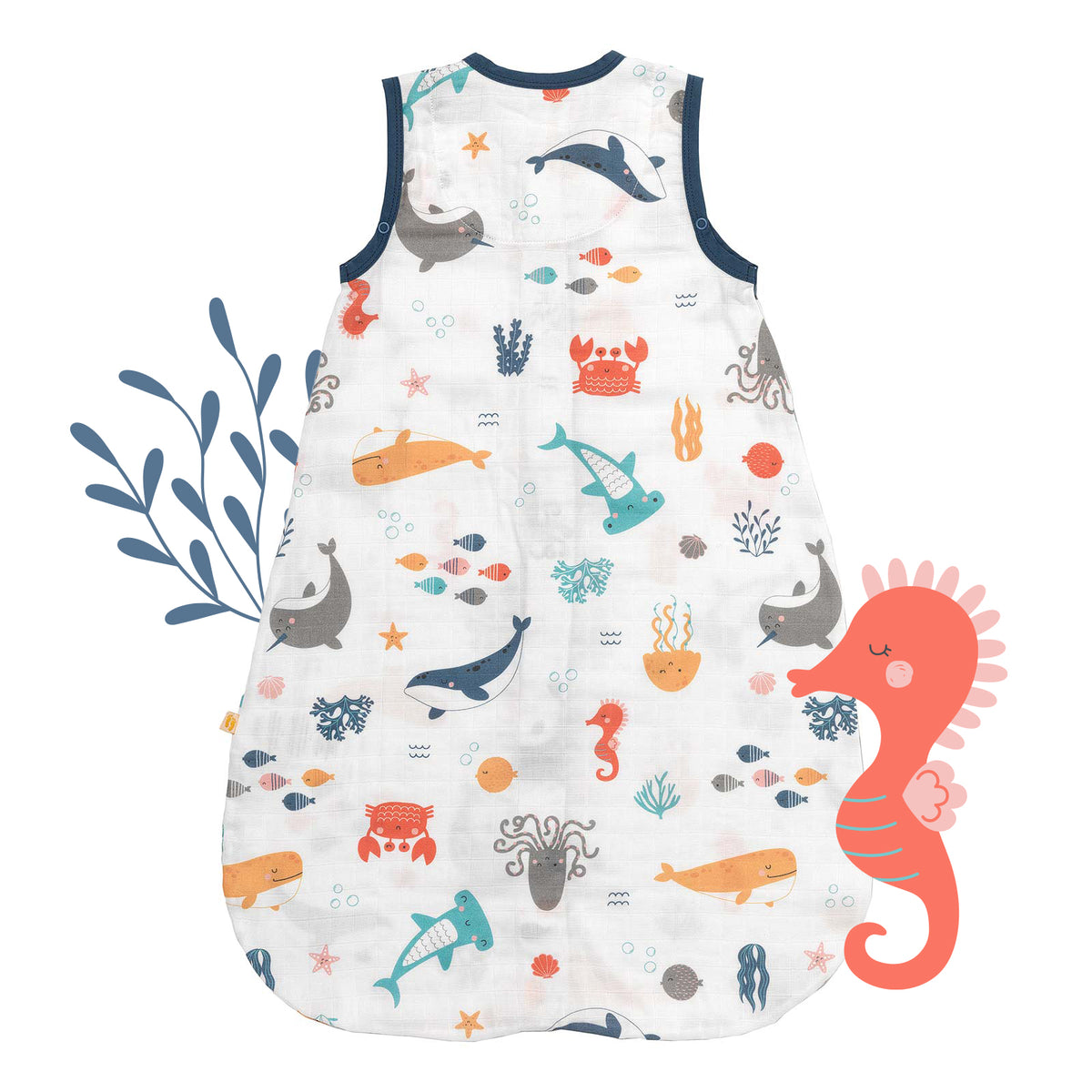 Muslin Baby Sleeping Bag - 0.5 TOG_Under the Sea_back_415