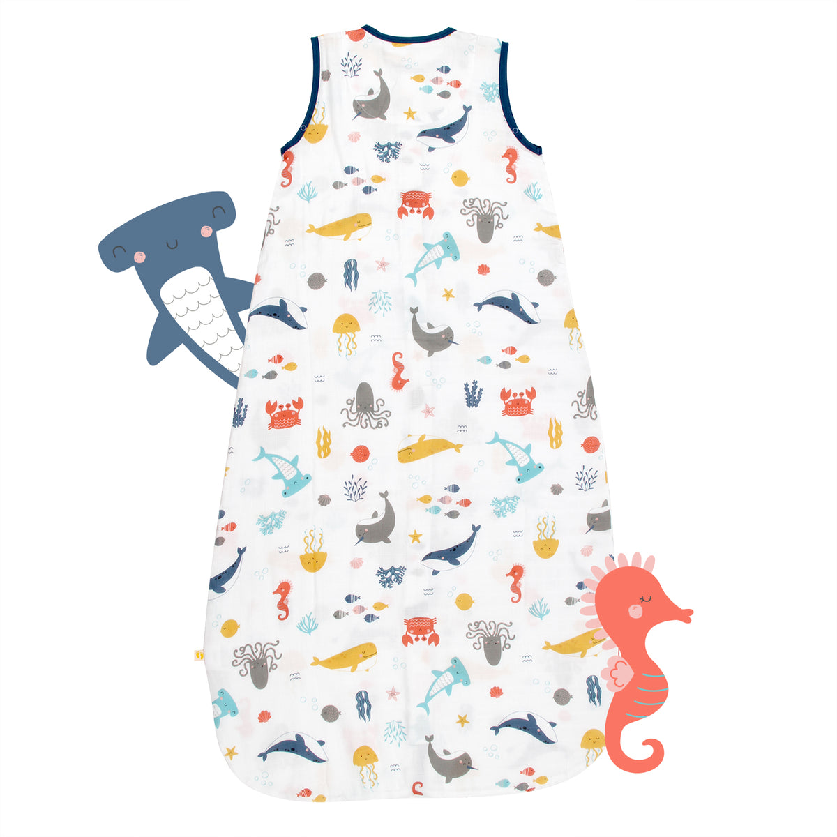 Muslin Baby Sleeping Bag - 0.5 TOG_Under the Sea_back_415