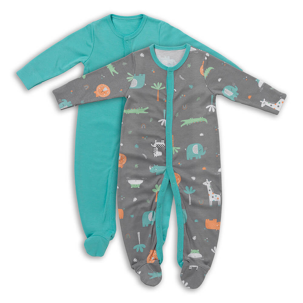 100% Organic Long Sleeve Baby Pyjamas - 2-pack_Safari_1_443