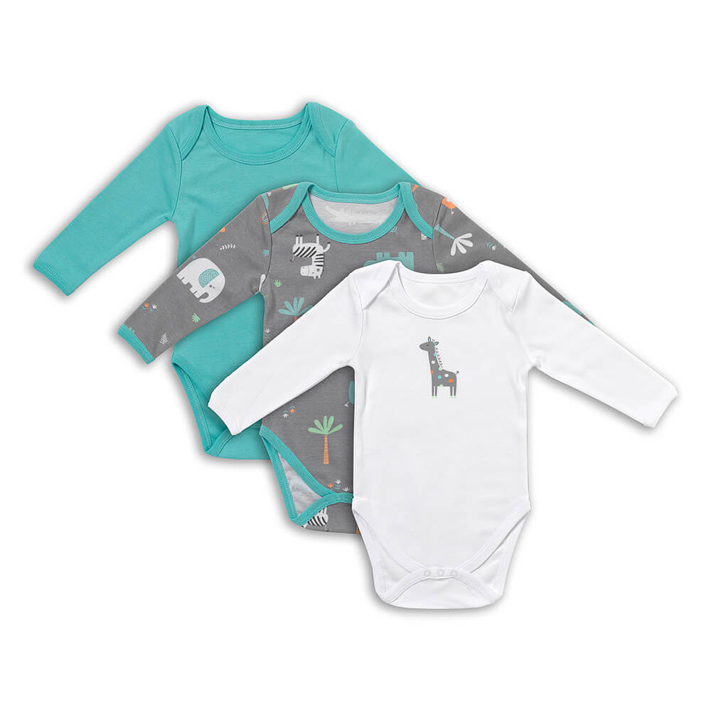 Organic Long Sleeve Baby Body - 3-pack_Safari_1_434