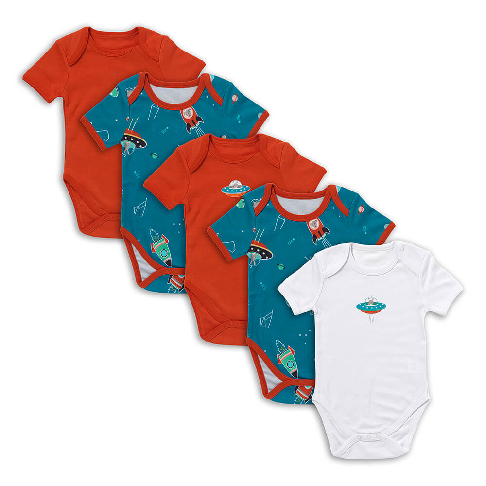 100% Organic Short Sleeve Baby Body - 5-pack_Space_1_430