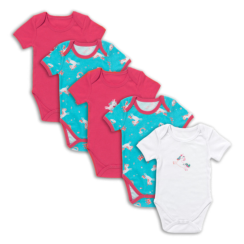 100% Organic Short Sleeve Baby Body - 5-pack_Unicorn_1_430