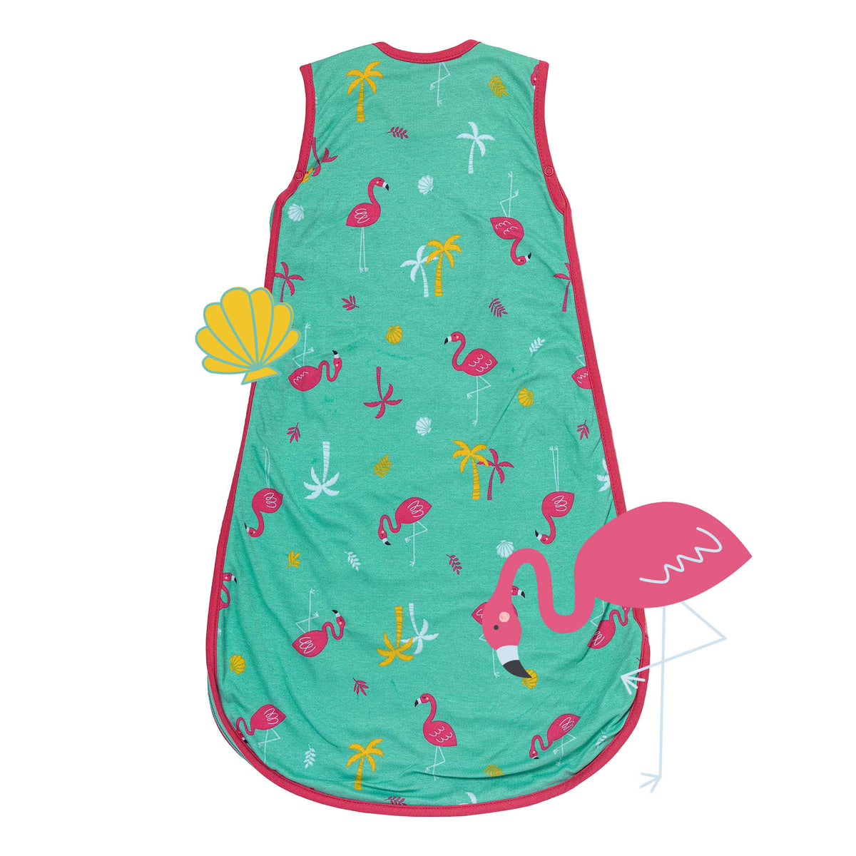 Organic Baby Sleeping Bag - 1.0 TOG_Flamingo_back_421