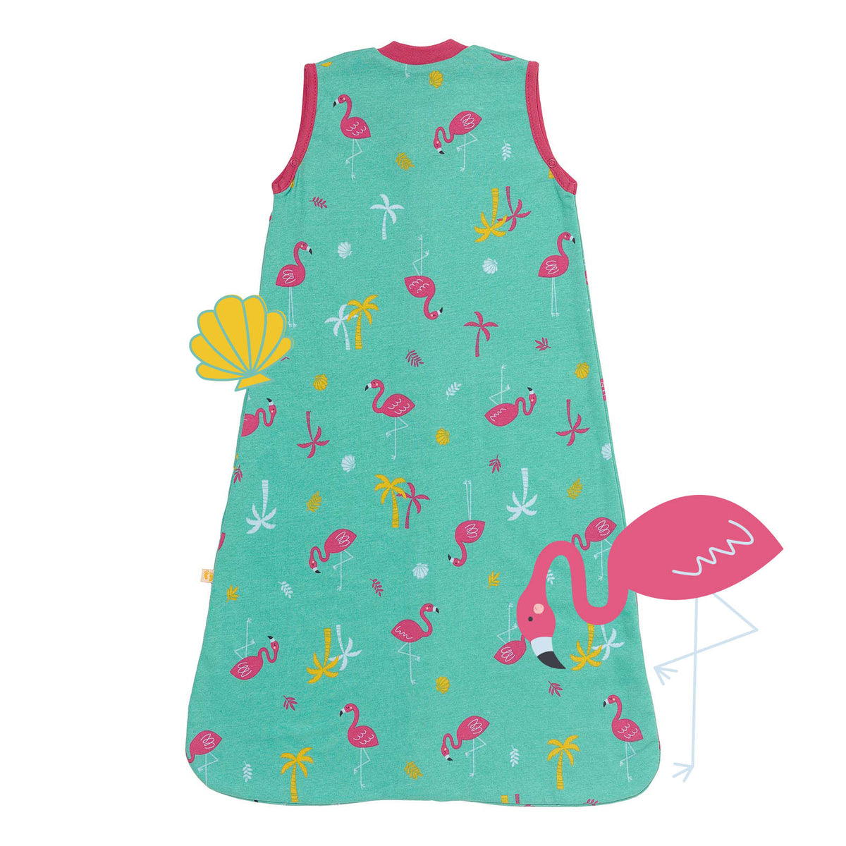 Organic Baby Sleeping Bag - 1.0 TOG_Flamingo_back_421