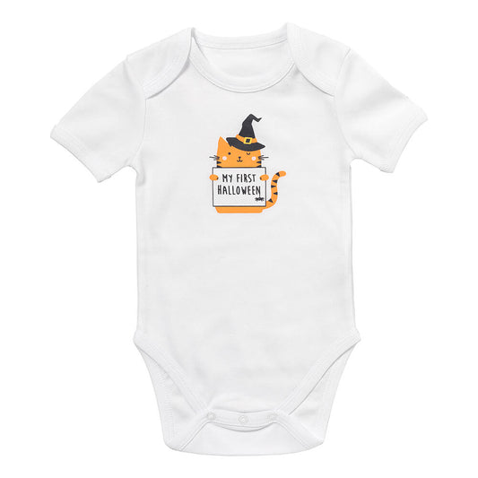 100% Organic Short Sleeve Baby Body slogan_My First Halloween_1_431