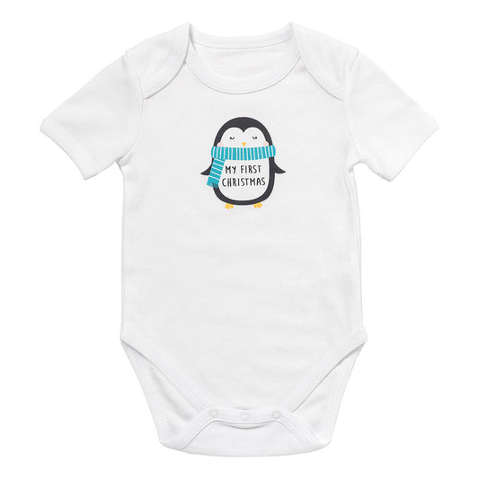 100% Organic Short Sleeve Baby Body slogan_My First Christmas_1_431