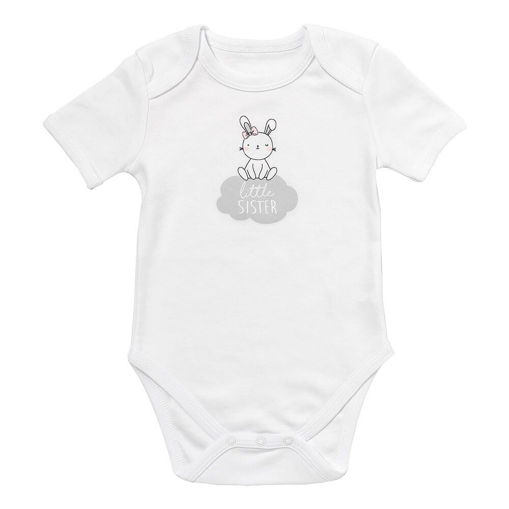 100% Organic Short Sleeve Baby Body slogan_Little Sister_1_431