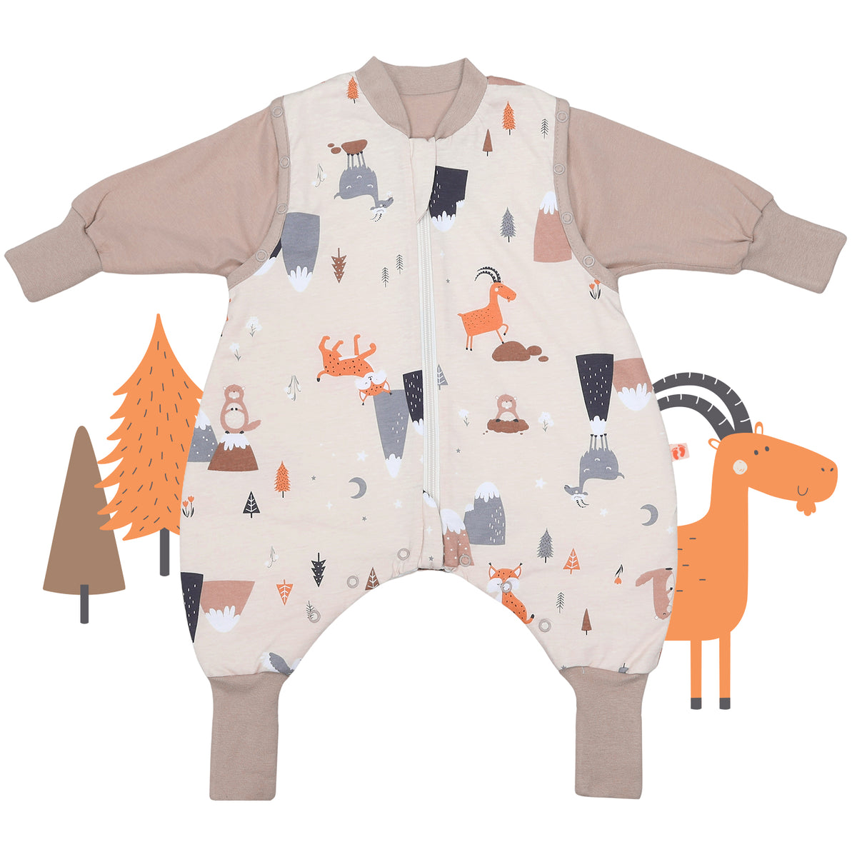 Sleeping Bag with Feet Foldable Feet Covers & Sleeves - 1.0 TOG_Mountain Animals_front_1182