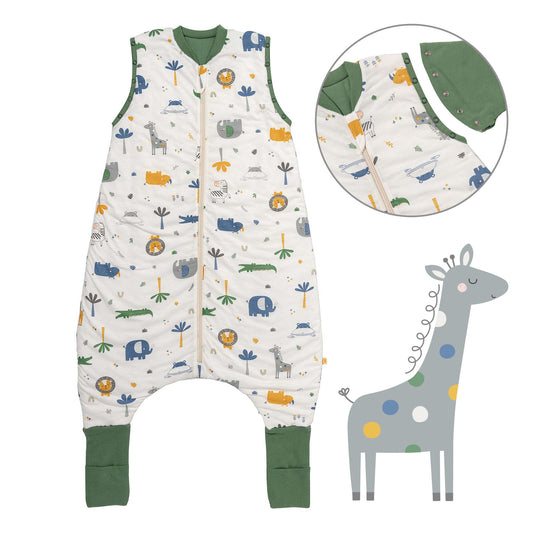 Sleeping Bag with Feet Foldable Feet Covers & Sleeves - 1.0 TOG_Jungle_Front with armhole_1182
