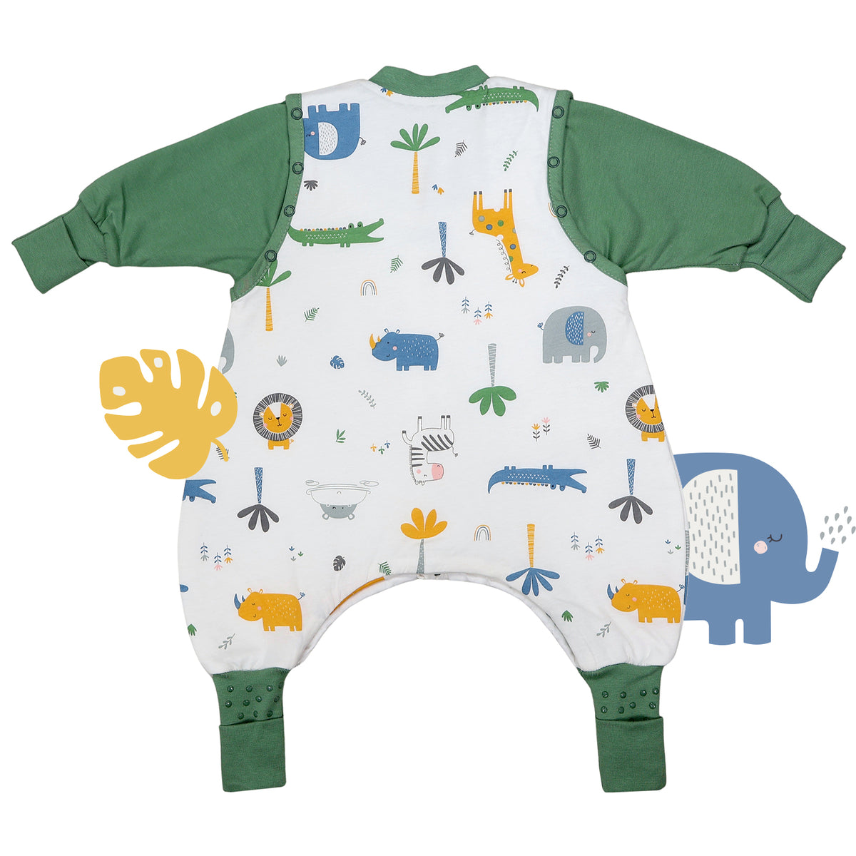 Sleeping Bag with Feet Foldable Feet Covers & Sleeves - 1.0 TOG_Jungle_back_1182