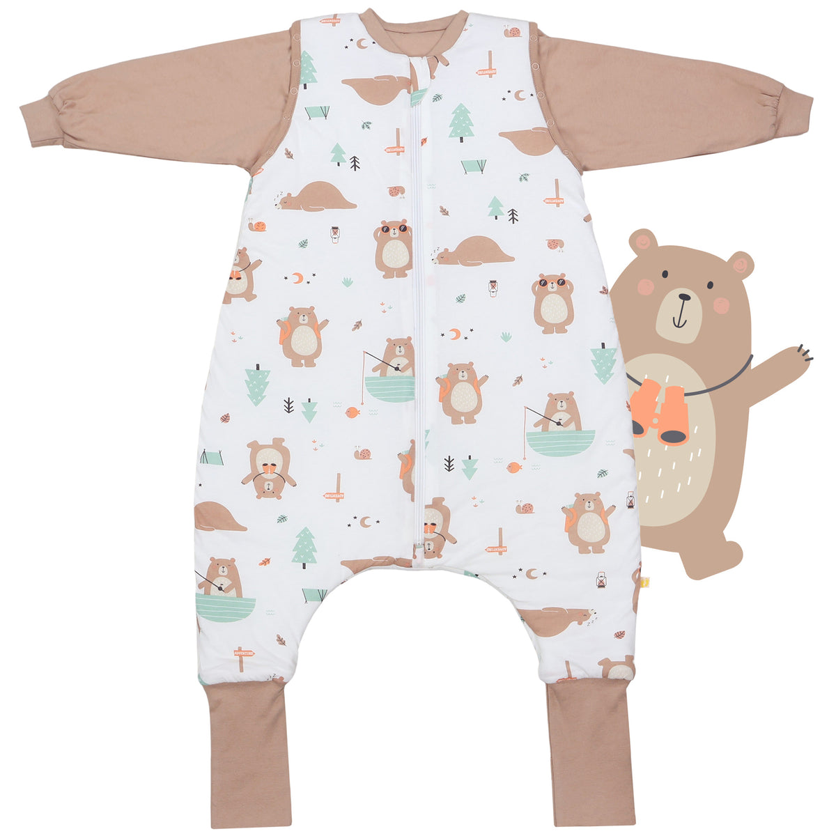 Sleeping Bag with Feet Foldable Feet Covers & Sleeves - 1.0 TOG_Explorer Bear_front_1182