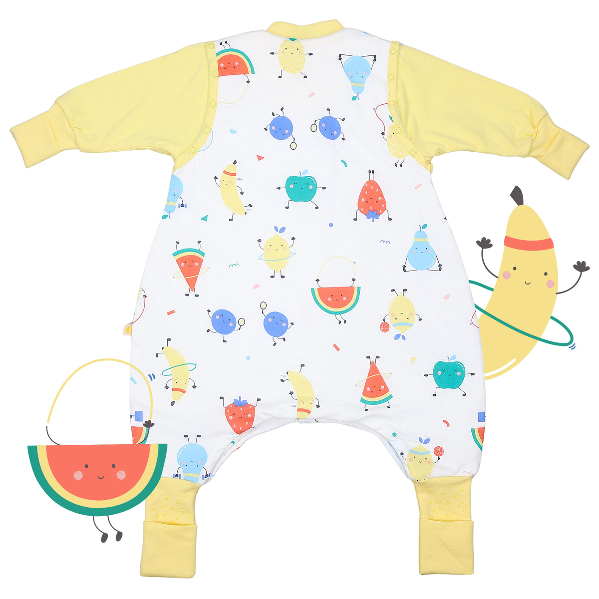 Sleeping Bag with Feet Foldable Feet Covers & Sleeves - 1.0 TOG_Sporty Fruit_back_1182