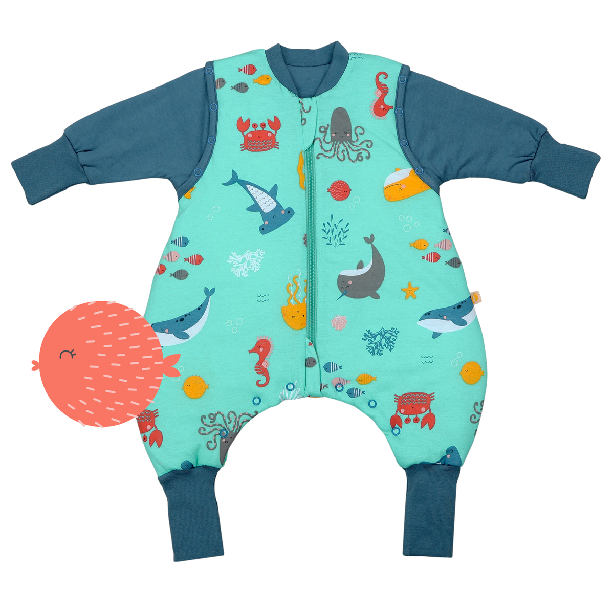 Sleeping Bag with Feet Foldable Feet Covers & Sleeves - 1.0 TOG_Under the Sea_front_1182