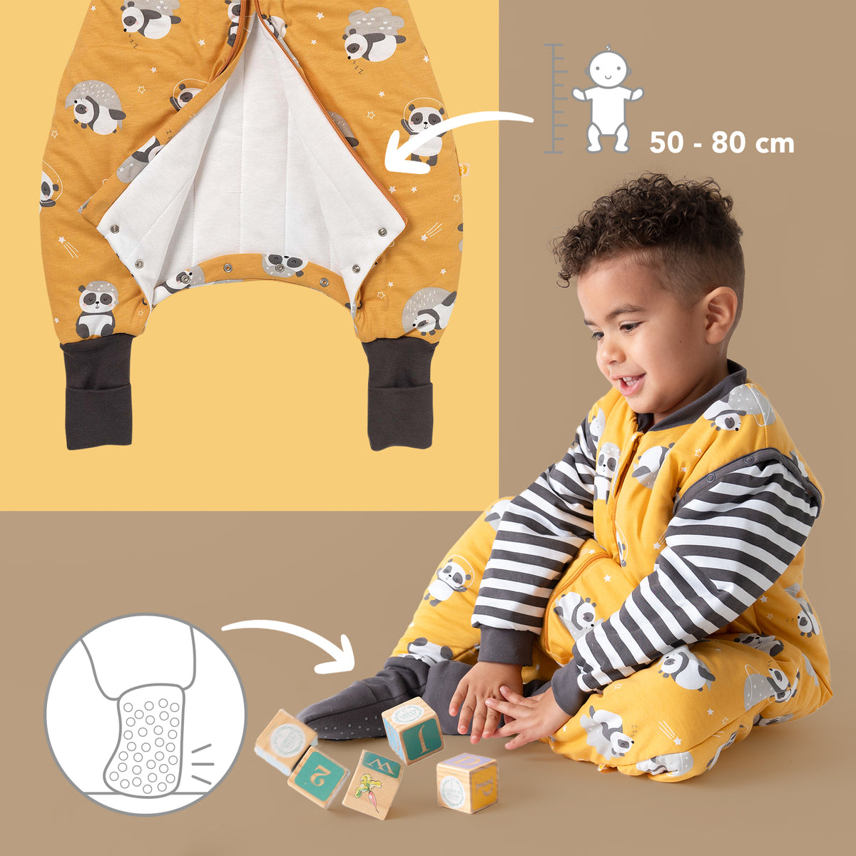 Sleeping Bag with Feet Foldable Feet Covers & Sleeves - 1.0 TOG_Panda_foot area_1182