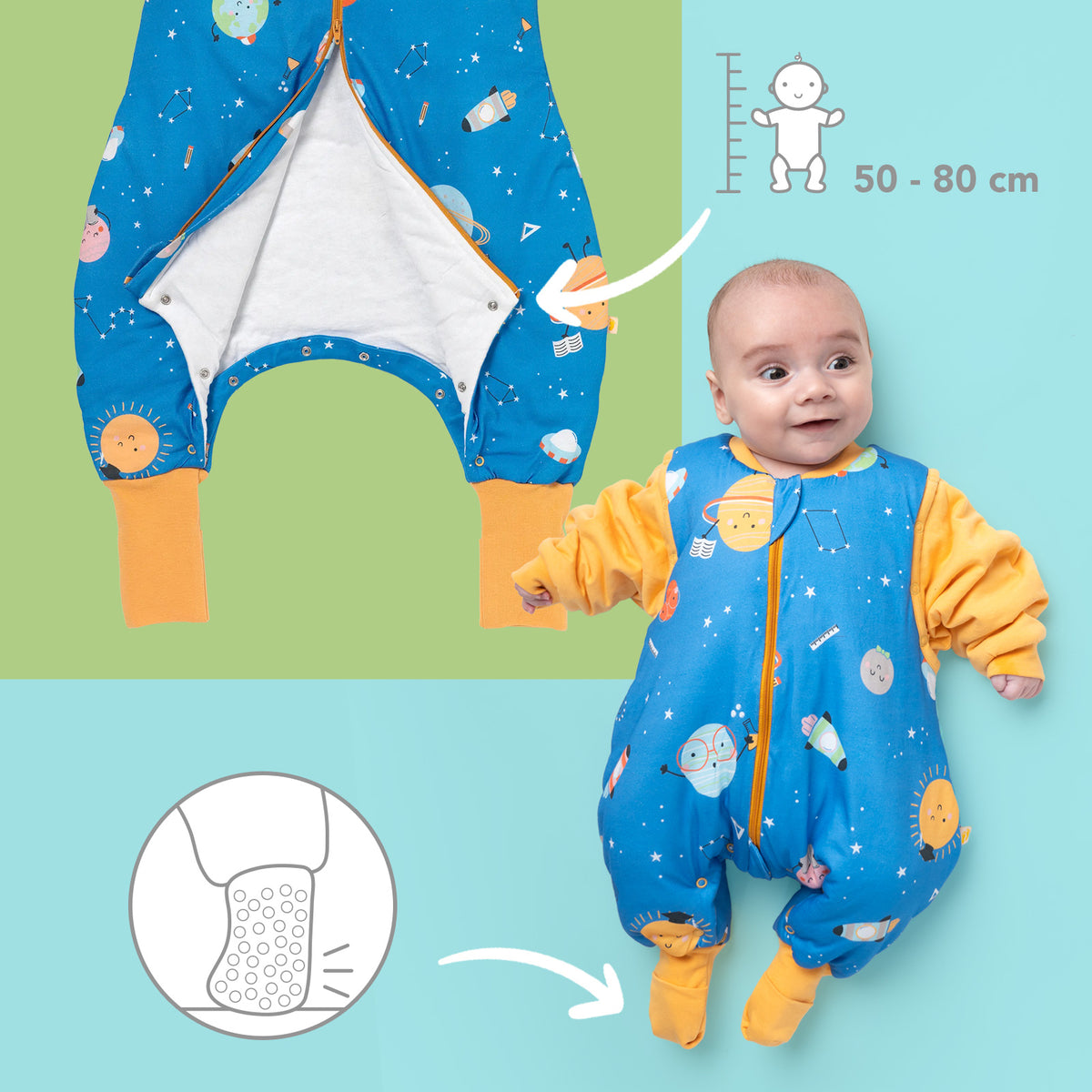 Sleeping Bag with Feet Foldable Feet Covers & Sleeves - 1.0 TOG_Space_foot area_1182