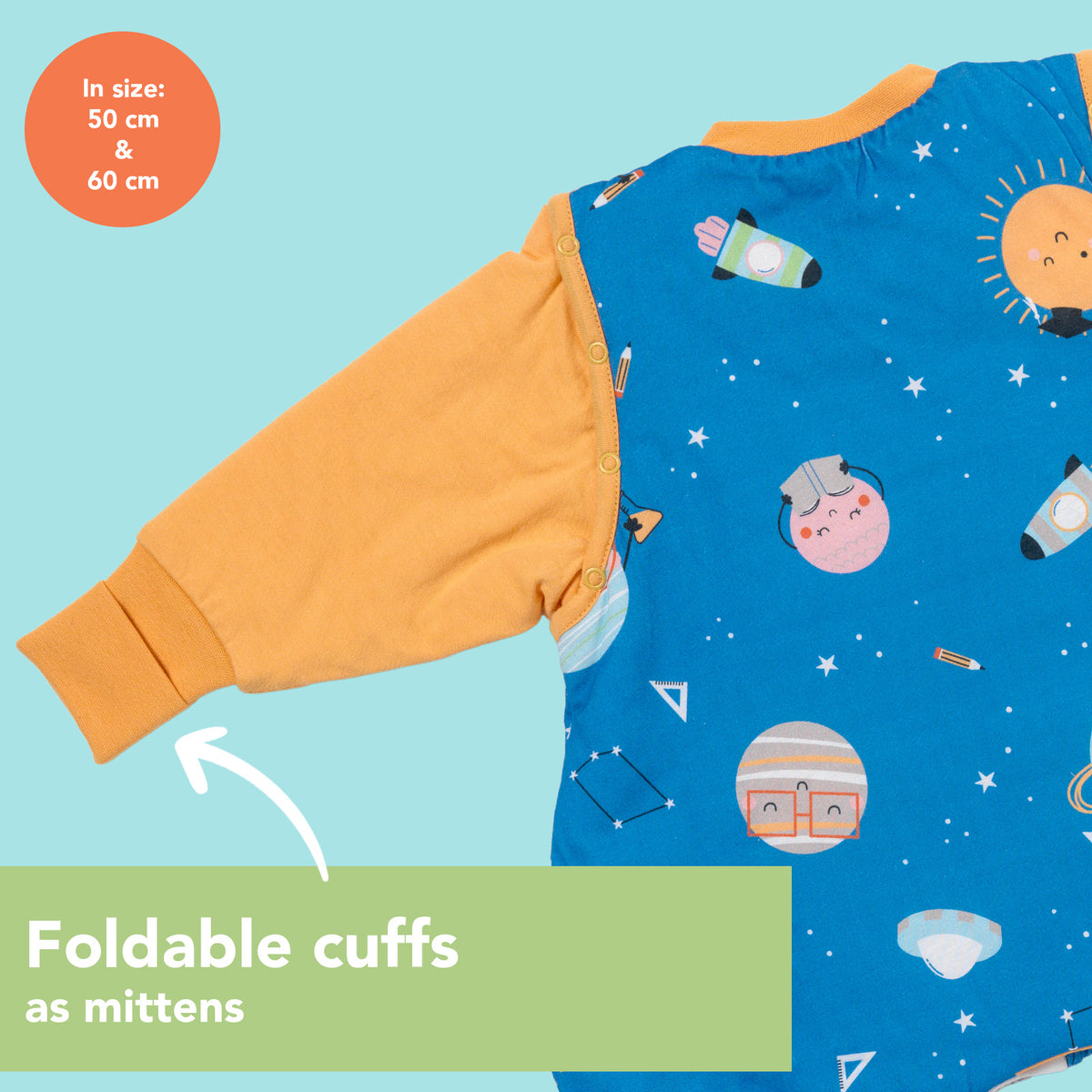 Sleeping Bag with Feet Foldable Feet Covers & Sleeves - 1.0 TOG_Space_Cuffs_1182