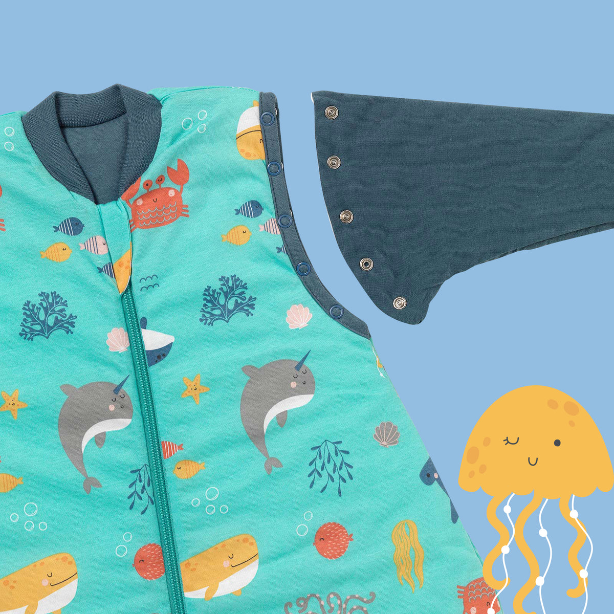 Baby Sleeping Bag - 1.0 TOG_Under the Sea_sleeve area_1187
