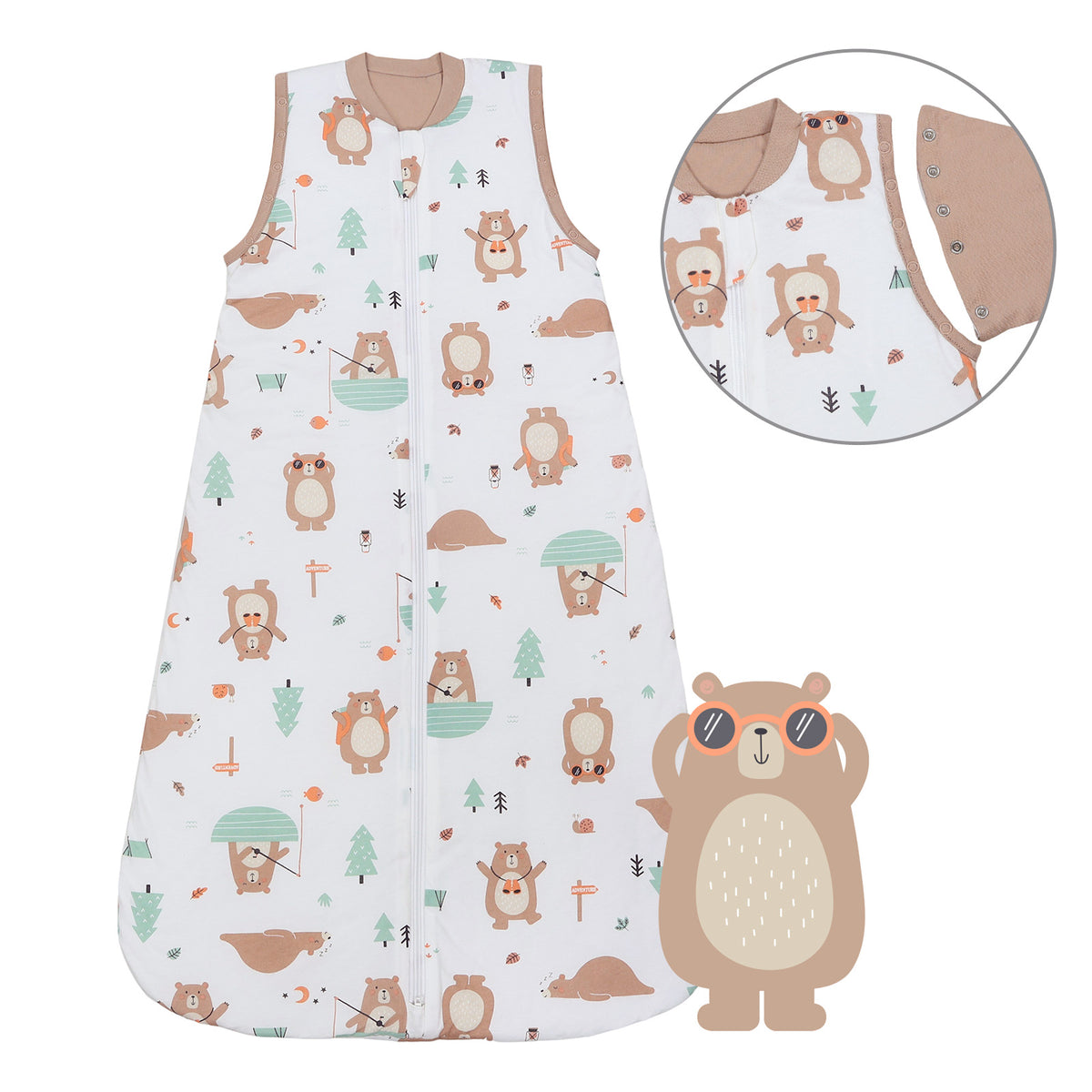 Baby Sleeping Bag - 1.0 TOG_Explorer Bear_Front with armhole_1187
