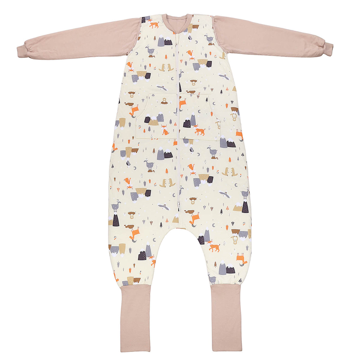 Adult Sleeping Bag with Feet & Detachable Sleeves - 2.5 TOG_Mountain Animals_front_1188