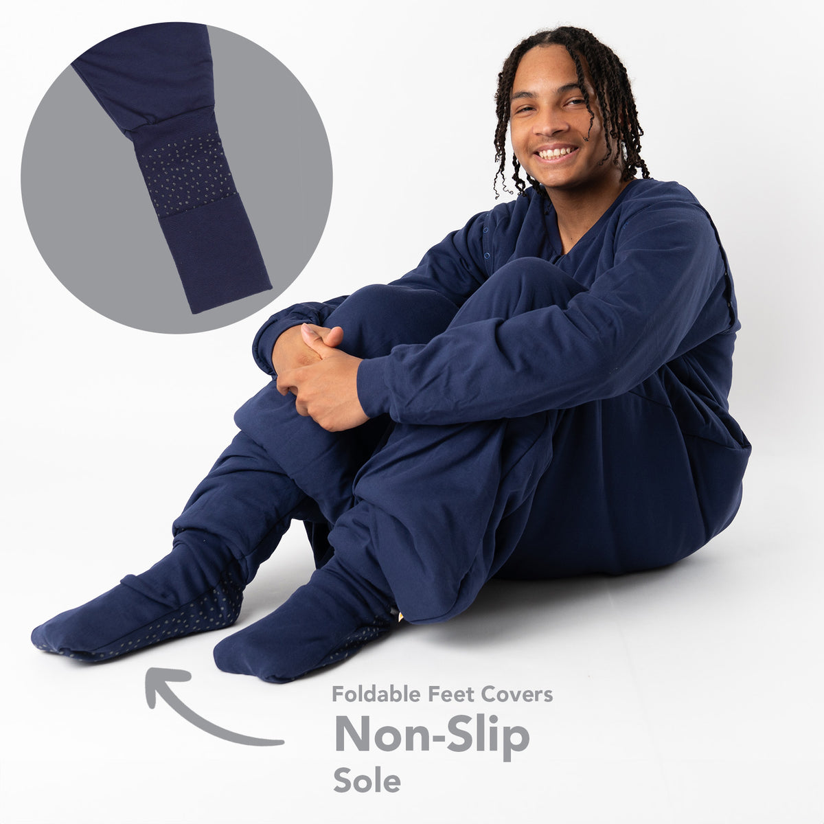 Adult Sleeping Bag with Feet & Detachable Sleeves - 2.5 TOG_Navy Blue_foot area_1188