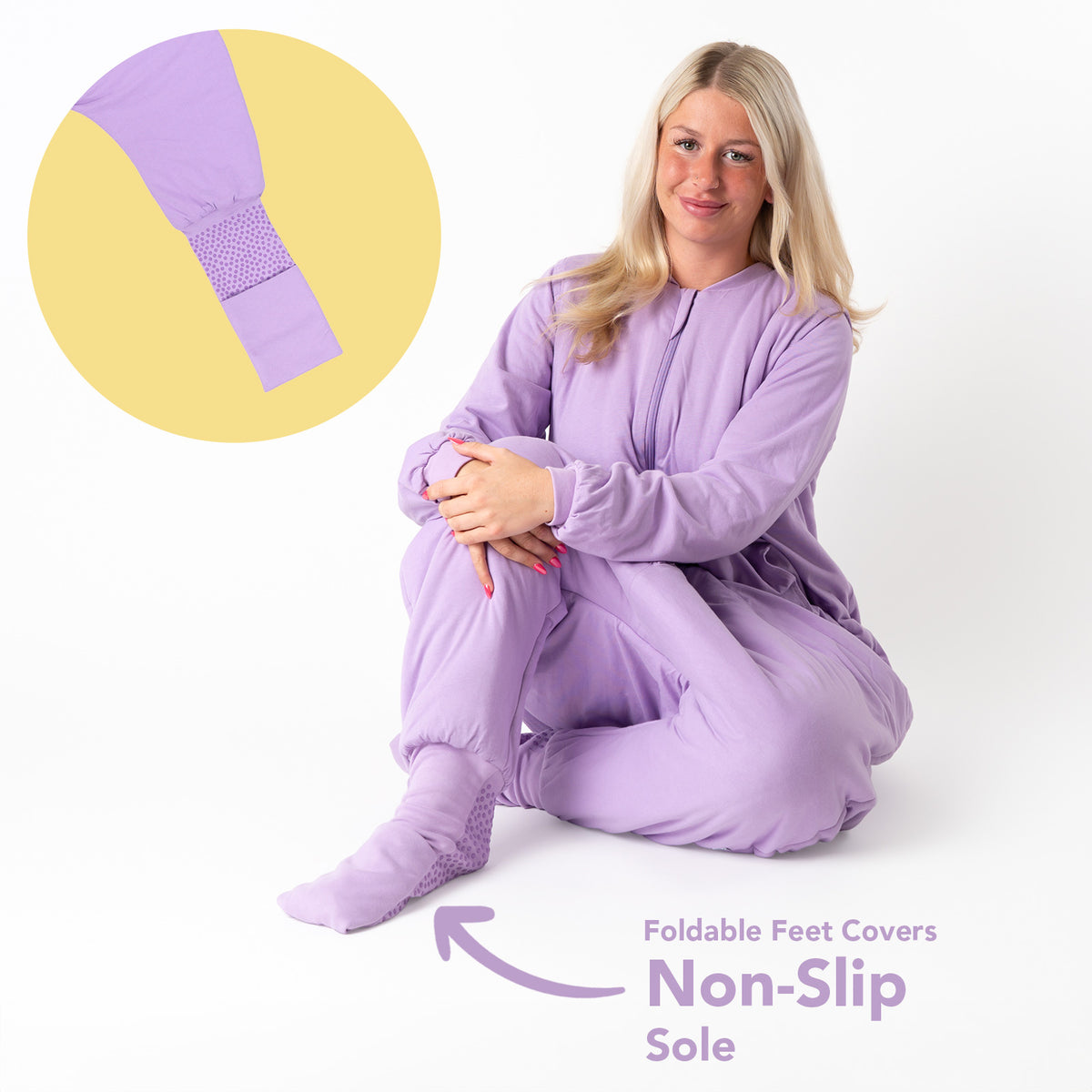 Adult Sleeping Bag with Feet & Detachable Sleeves - 2.5 TOG_Lilac_foot area_1188