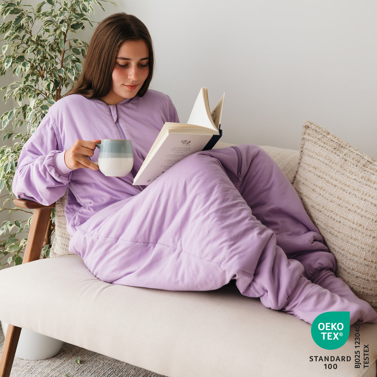 Adult Sleeping Bag with Feet & Detachable Sleeves - 3.5 TOG_Lilac_OEKOTEX_1189