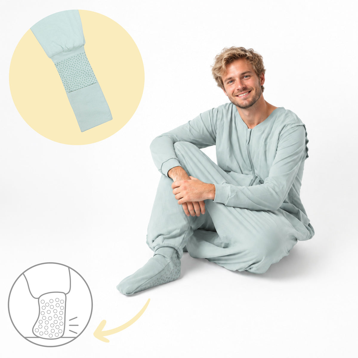 Adult Sleeping Bag with Feet & Detachable Sleeves - 1.0 TOG_Sage_foot area_1190