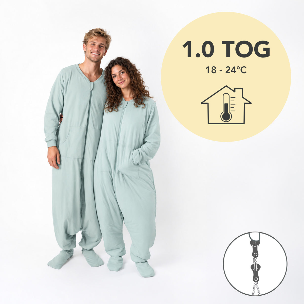 Adult Sleeping Bag with Feet & Detachable Sleeves - 1.0 TOG_Sage_TOG_1190