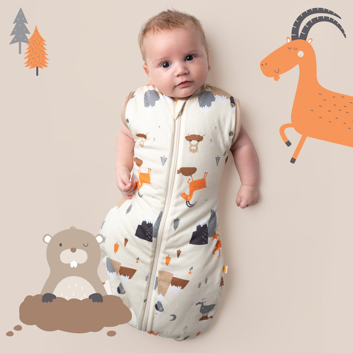 Swaddle bag 2.5 TOG_Mountain Animals_sleeve area_1193