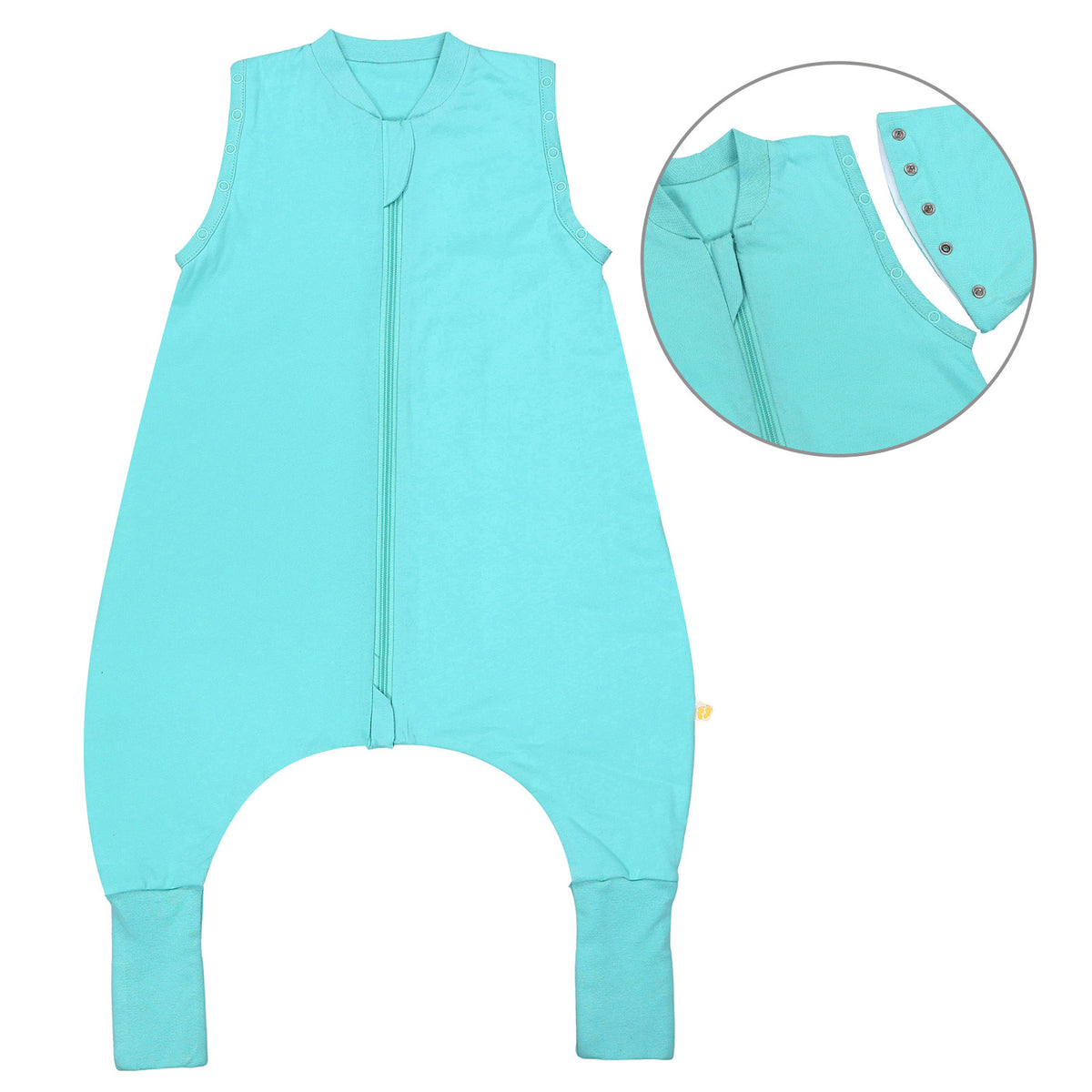 Sleeping Bag with Feet Foldable Feet Covers & Sleeves - 1.0 TOG_Aqua_front_1200