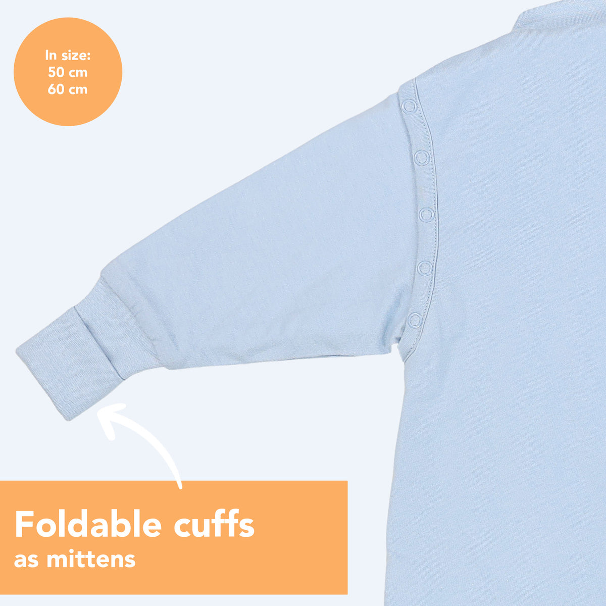 Sleeping Bag with Feet Foldable Feet Covers & Sleeves - 1.0 TOG_Powder Blue_Cuffs_1200