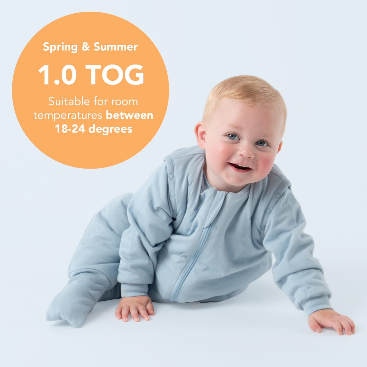 Sleeping Bag with Feet Foldable Feet Covers & Sleeves - 1.0 TOG_Powder Blue_TOG_1200