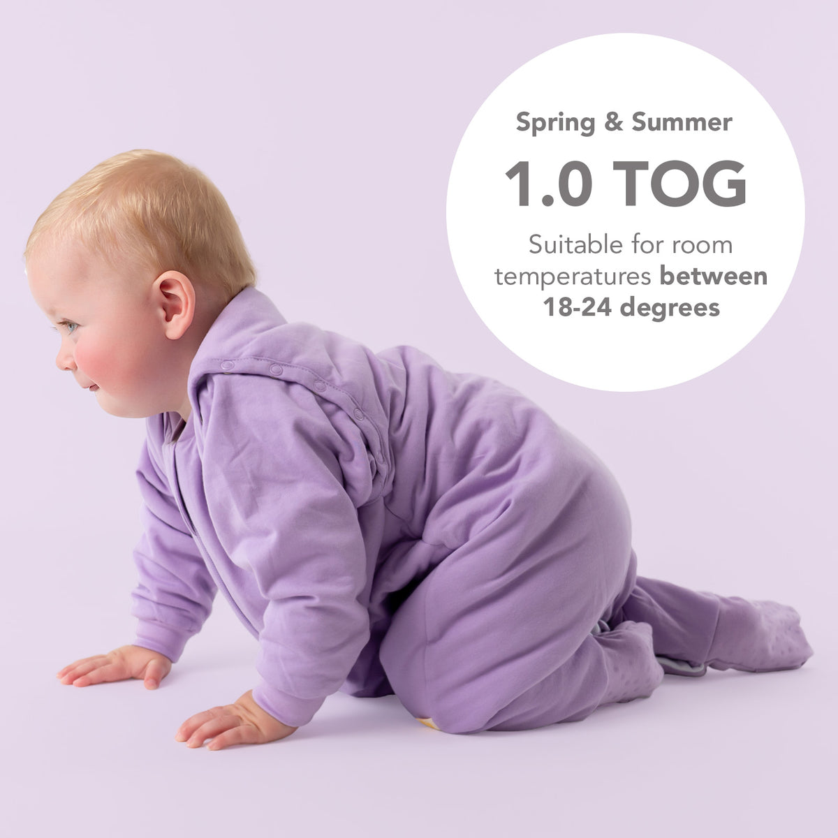 Sleeping Bag with Feet Foldable Feet Covers & Sleeves - 1.0 TOG_Lilac_TOG_1200