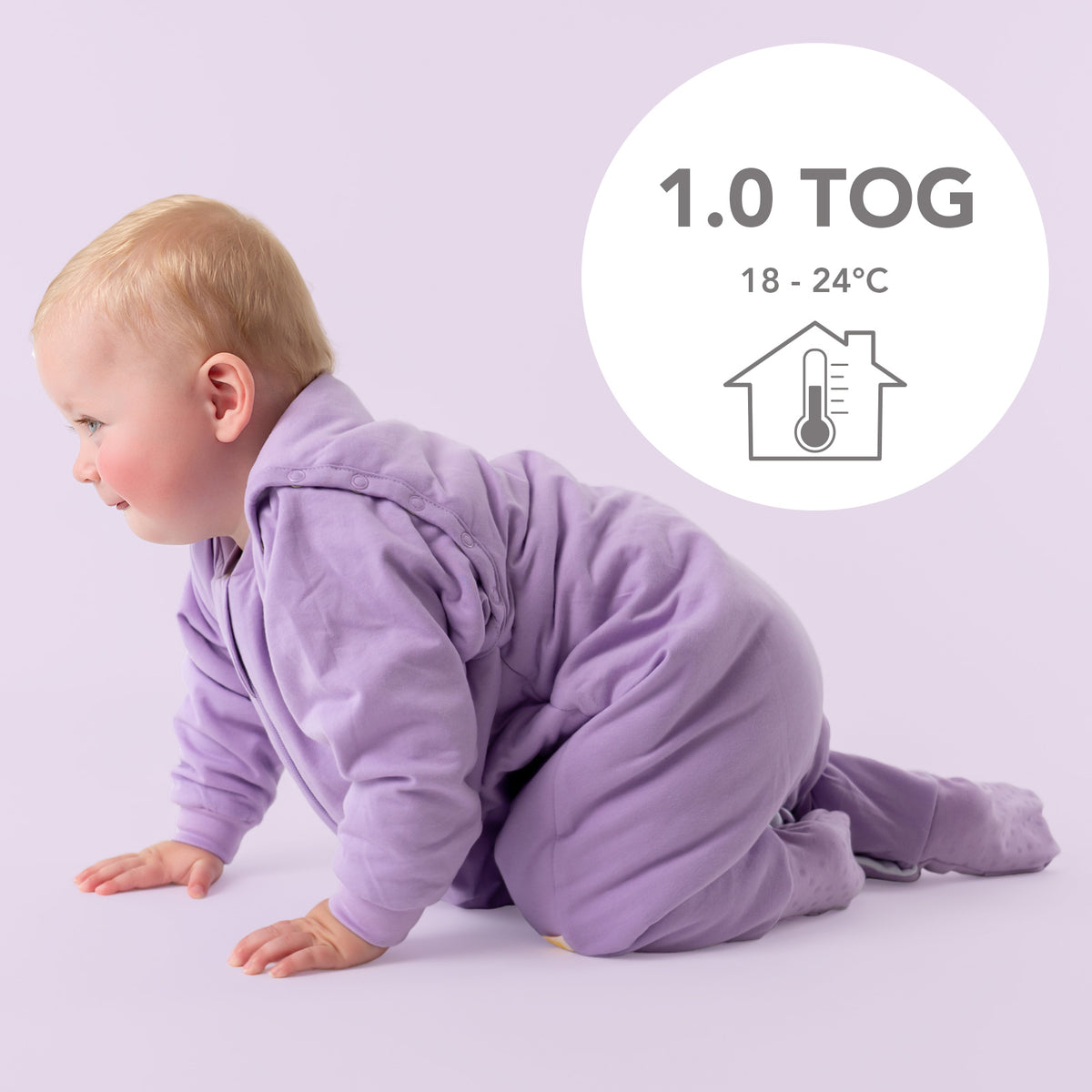 Sleeping Bag with Feet Foldable Feet Covers & Sleeves - 1.0 TOG_Lilac_TOG_1200