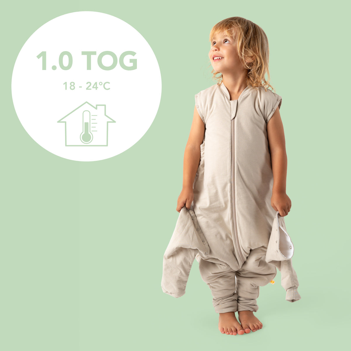 Sleeping Bag with Feet Foldable Feet Covers & Sleeves - 1.0 TOG_Oatmeal_TOG_1200
