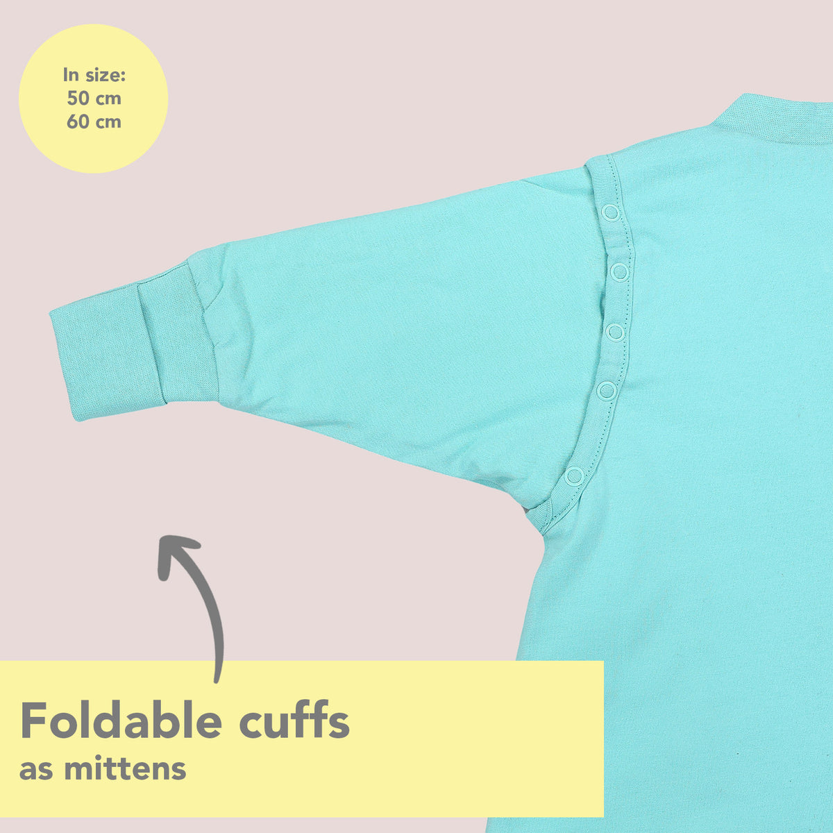 Sleeping Bag with Feet & Foldable Feet Covers - 2.5 TOG_Aqua_Cuffs_1202