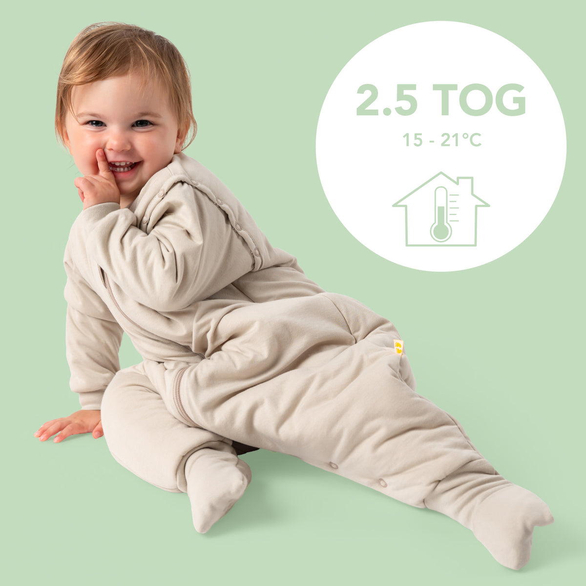 Sleeping Bag with Feet & Foldable Feet Covers - 2.5 TOG_Oatmeal_TOG_1202