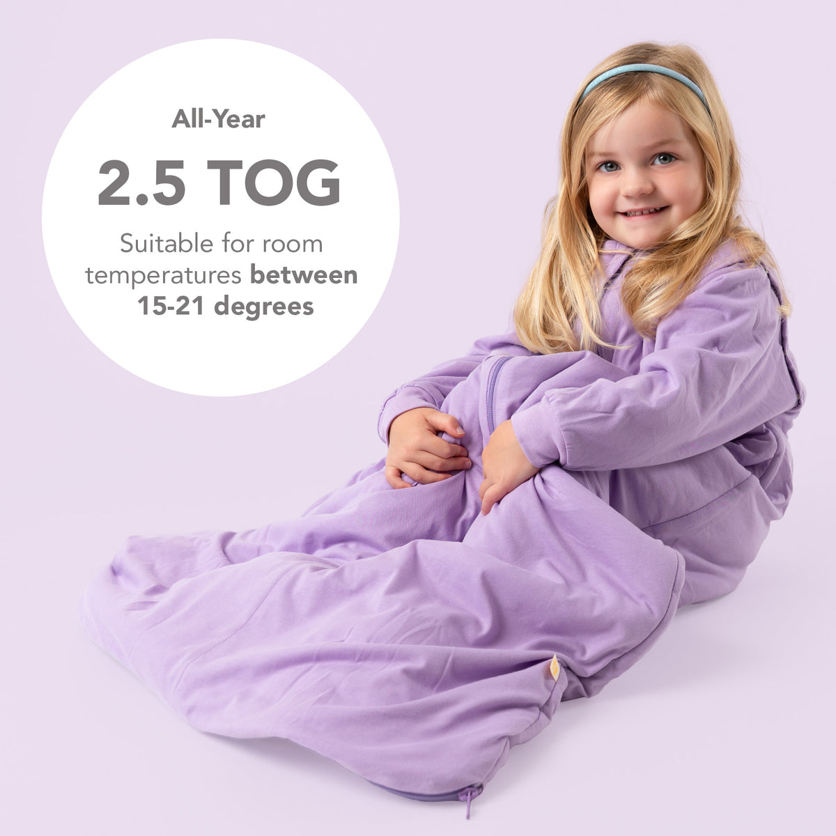 Sleeping Bag with Detachable Sleeves - 2.5 TOG_Lilac_TOG_1203