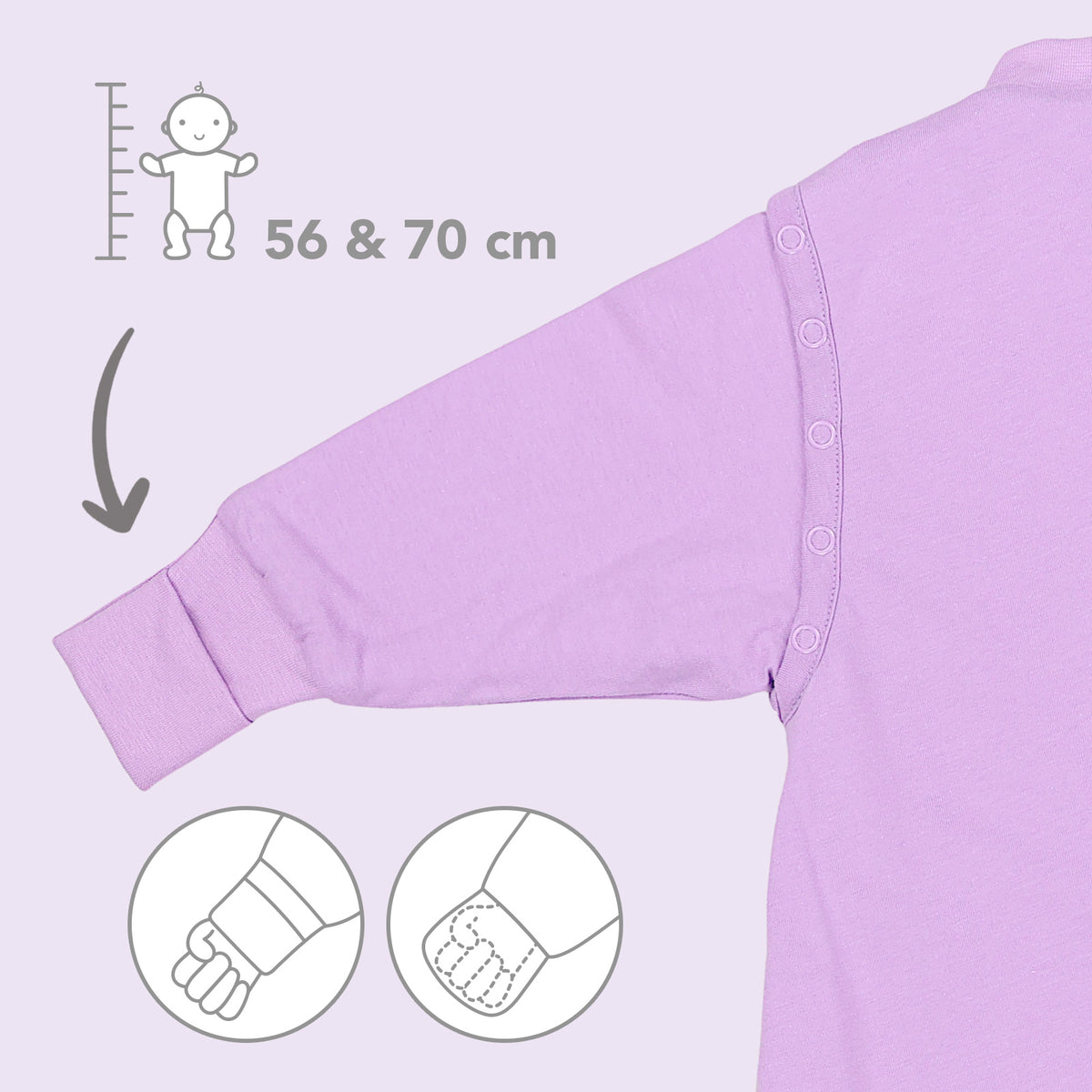Sleeping Bag with Detachable Sleeves - 2.5 TOG_Lilac_sleeve area_1203